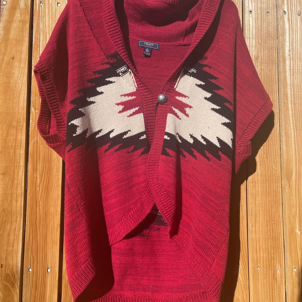 Chaps Vibrant Red Knit Sweater/Shrug